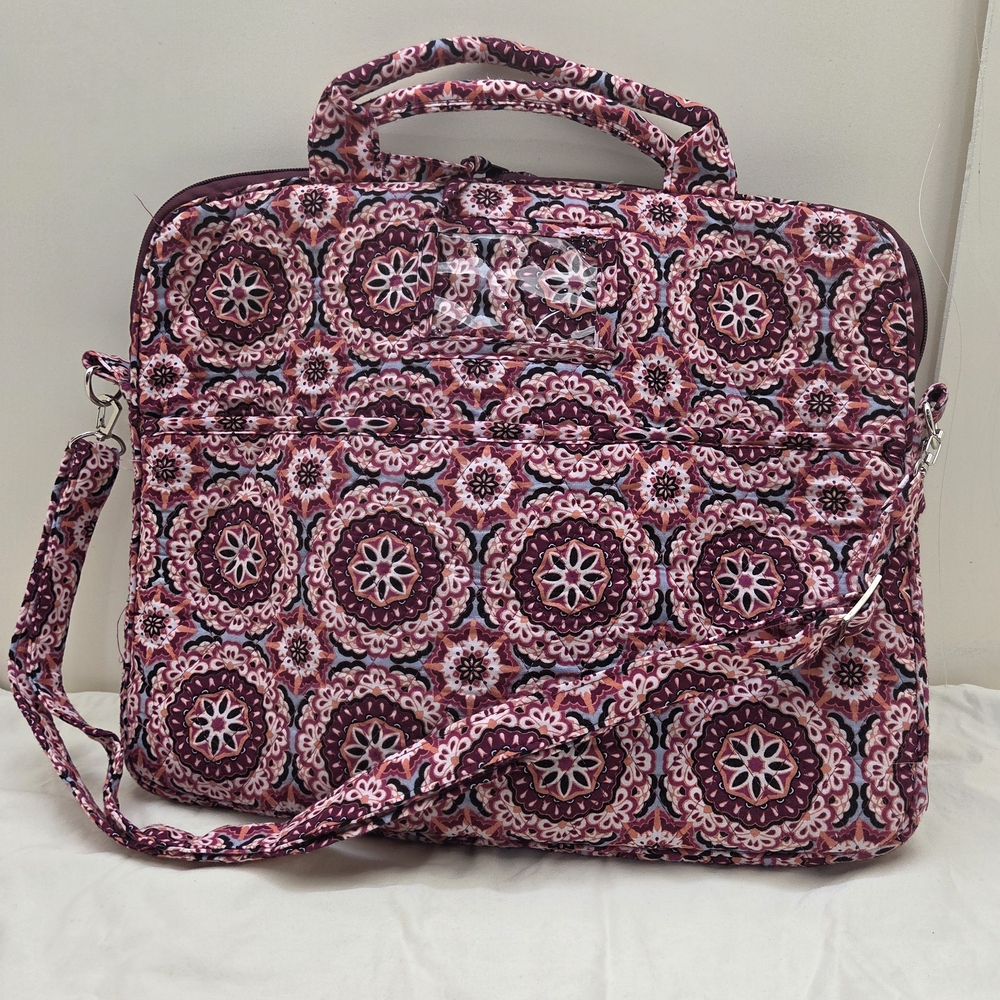 Vera Bradley Quilted Laptop Tote | Raspberry Medallion | Work Travel